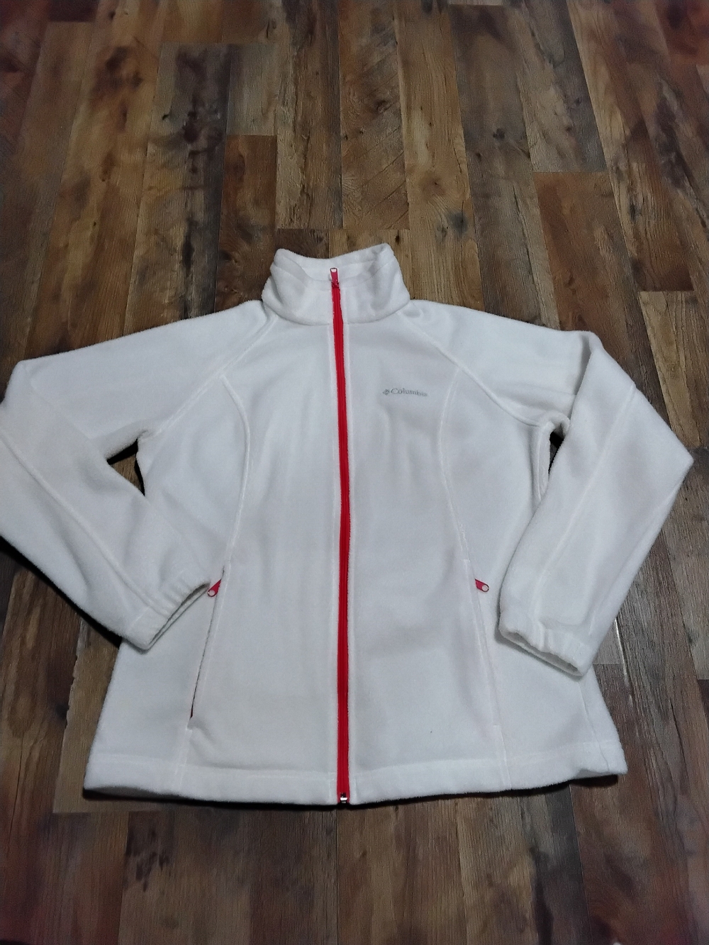 Columbia Women’s White Fleece Jacket with Red Trim